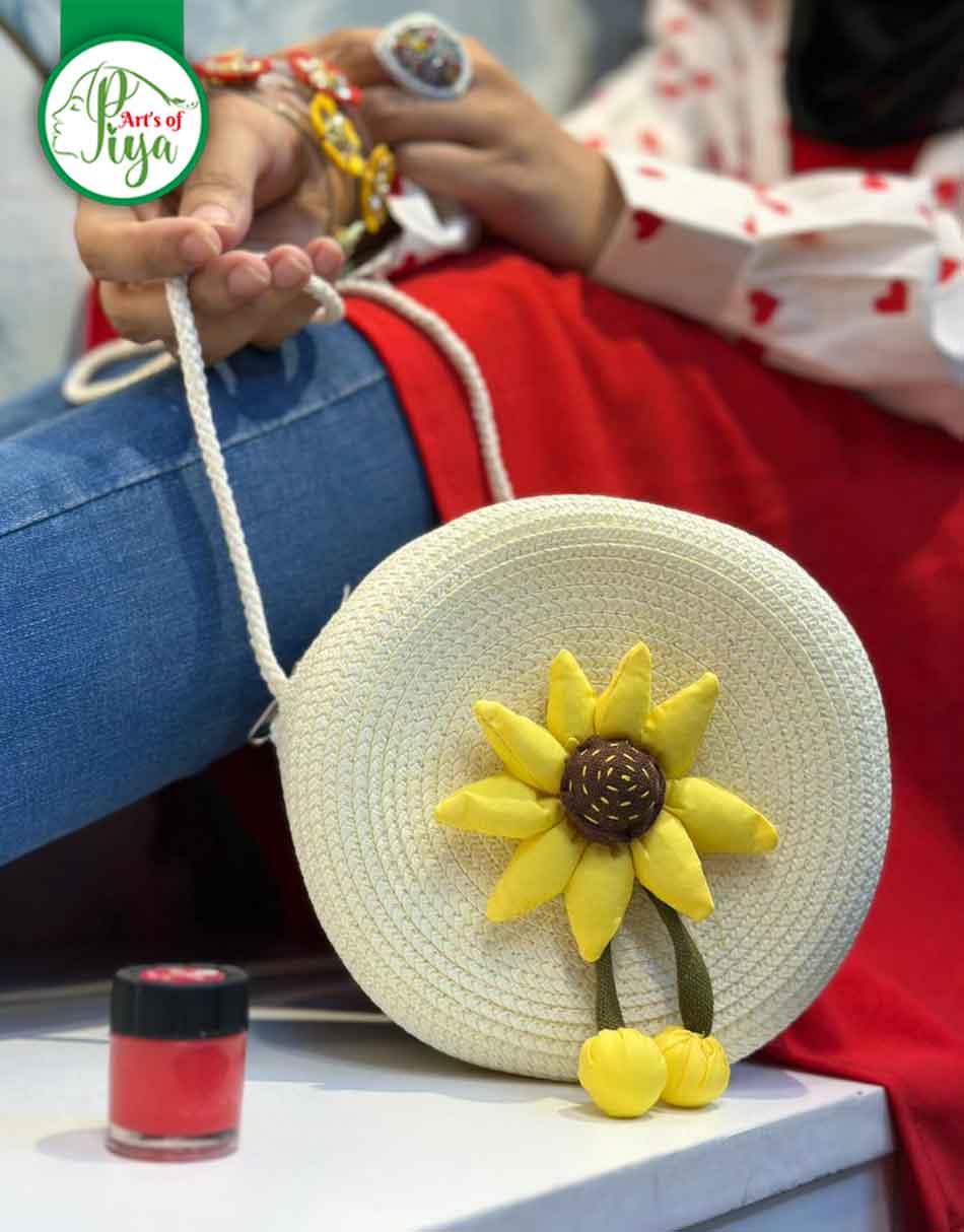 Handcrafted Round Straw Sling Bag
