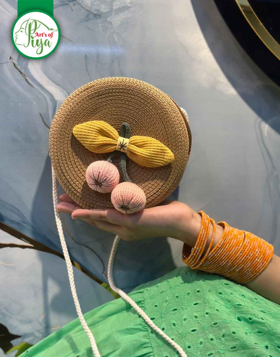 Handcrafted Round Straw Sling Bag