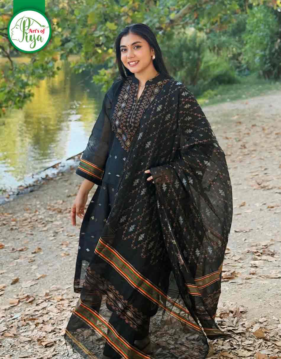 Jamdani Exclusive Unstitched (Black)