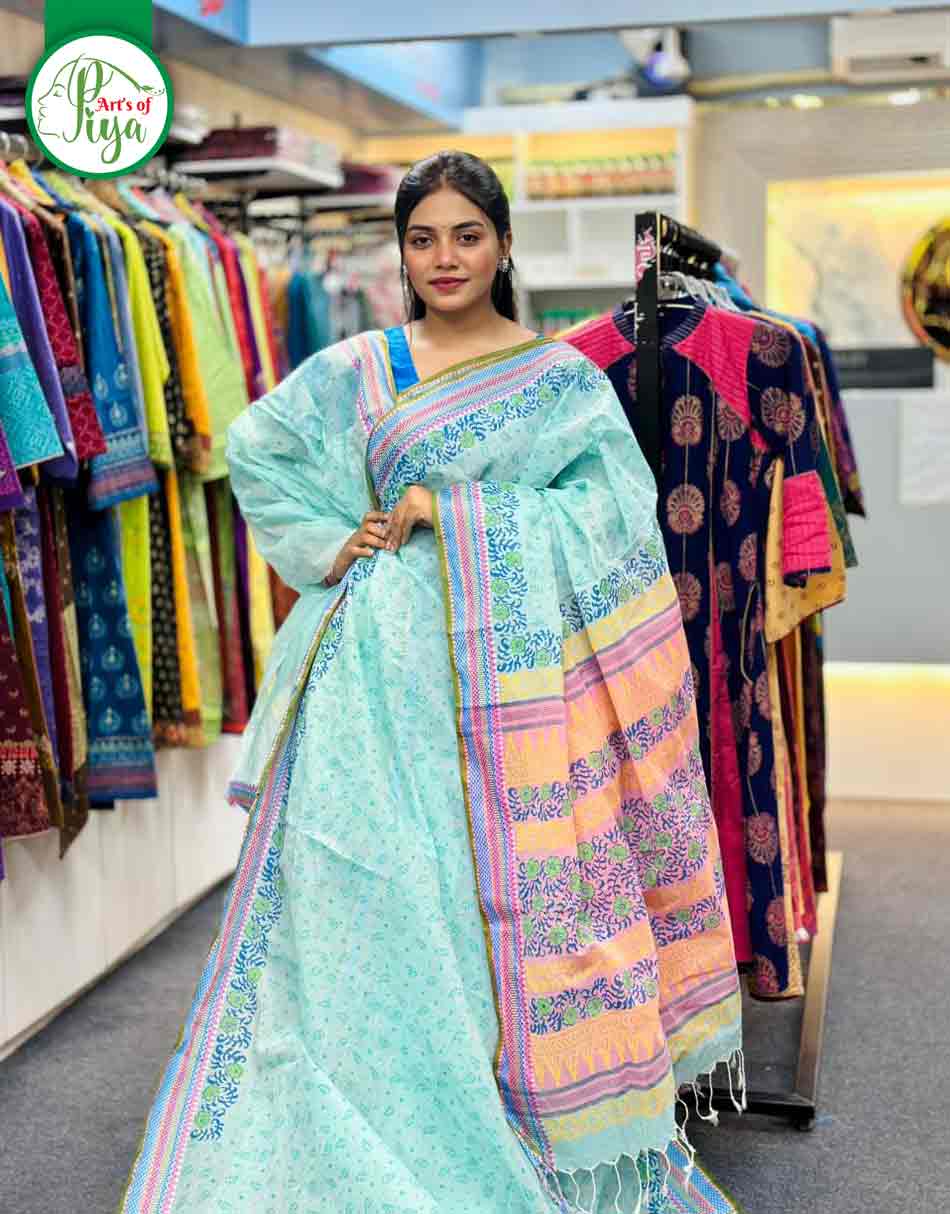Block Print Saree (Half Silk)
