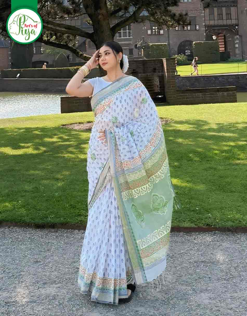 Block Print Saree (Half Silk)