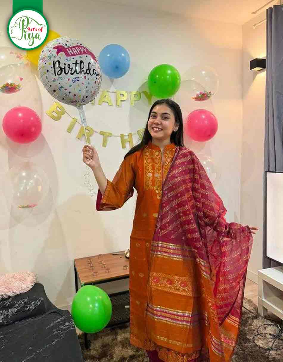 Jamdani Exclusive Unstitched (Orange)