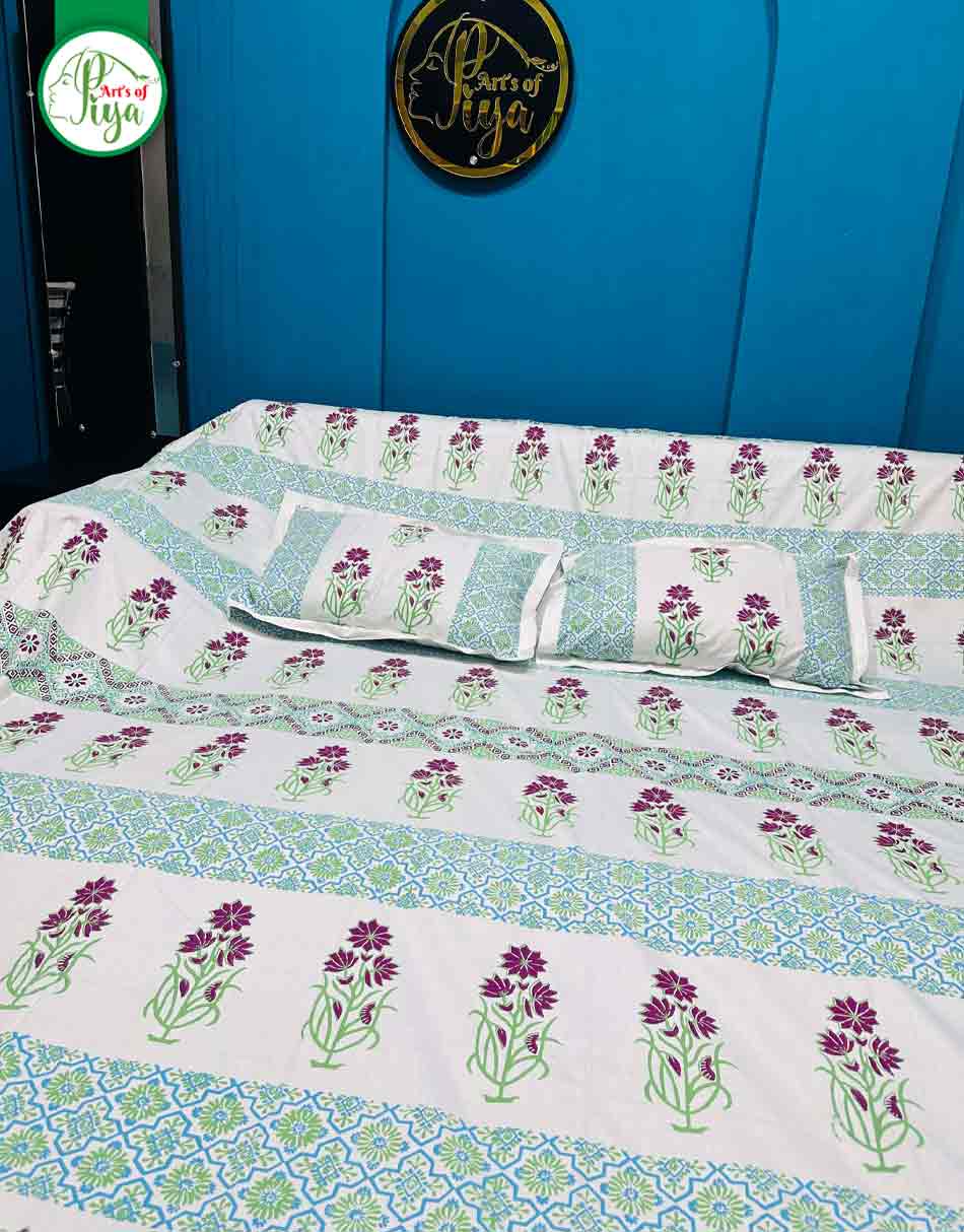Premium Twill Cotton Printed Bedsheet Set with 2 Pillow Covers