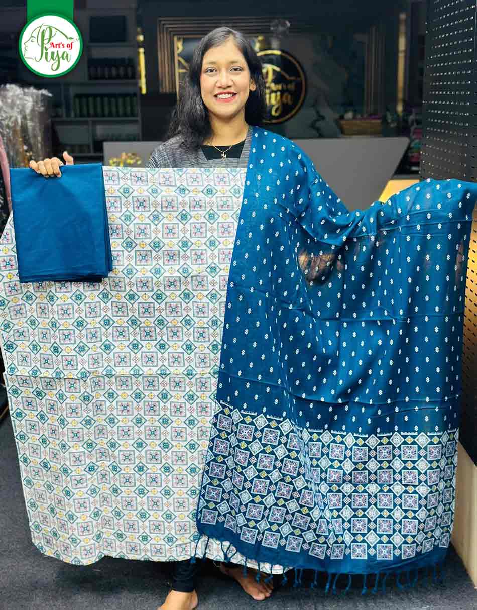 Screen Print - Unstitched Three Piece