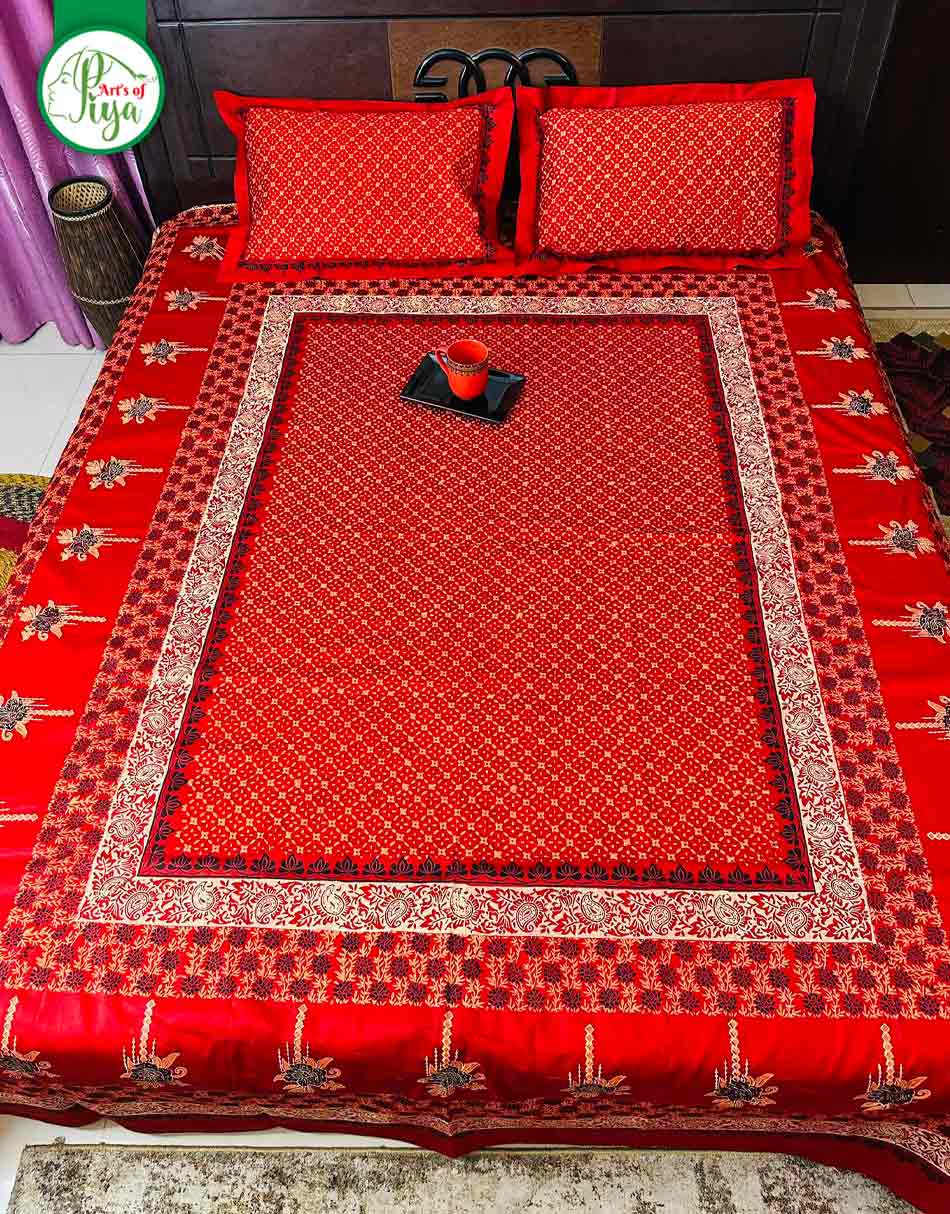 Premium Twill Cotton Printed Bedsheet Set with 2 Pillow Covers
