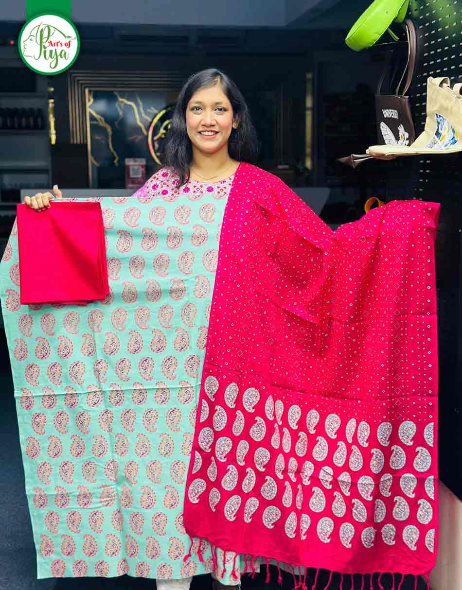 Screen Print - Unstitched Three Piece