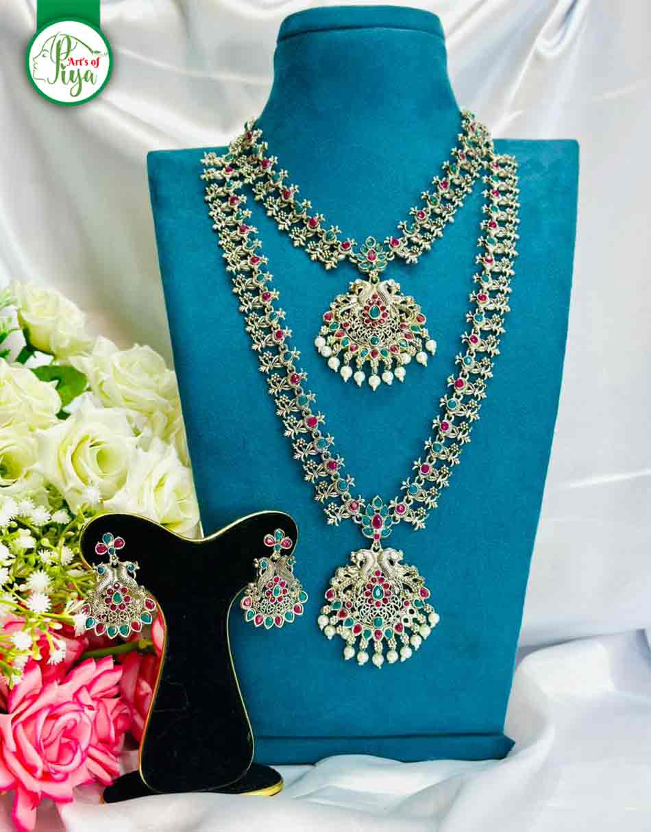 Antique Silver Bridal Temple Necklace Set