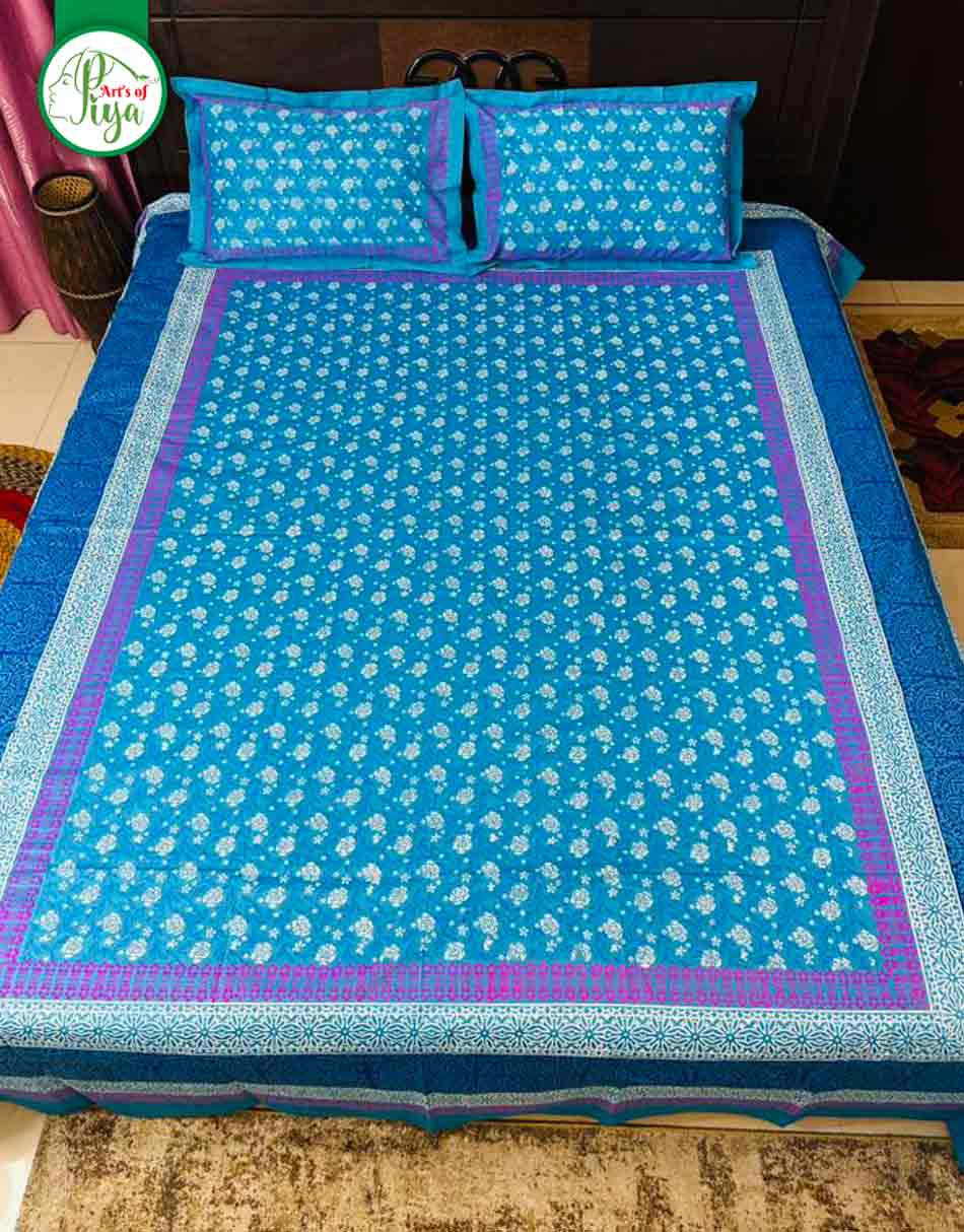 Premium Twill Cotton Printed Bedsheet Set with 2 Pillow Covers