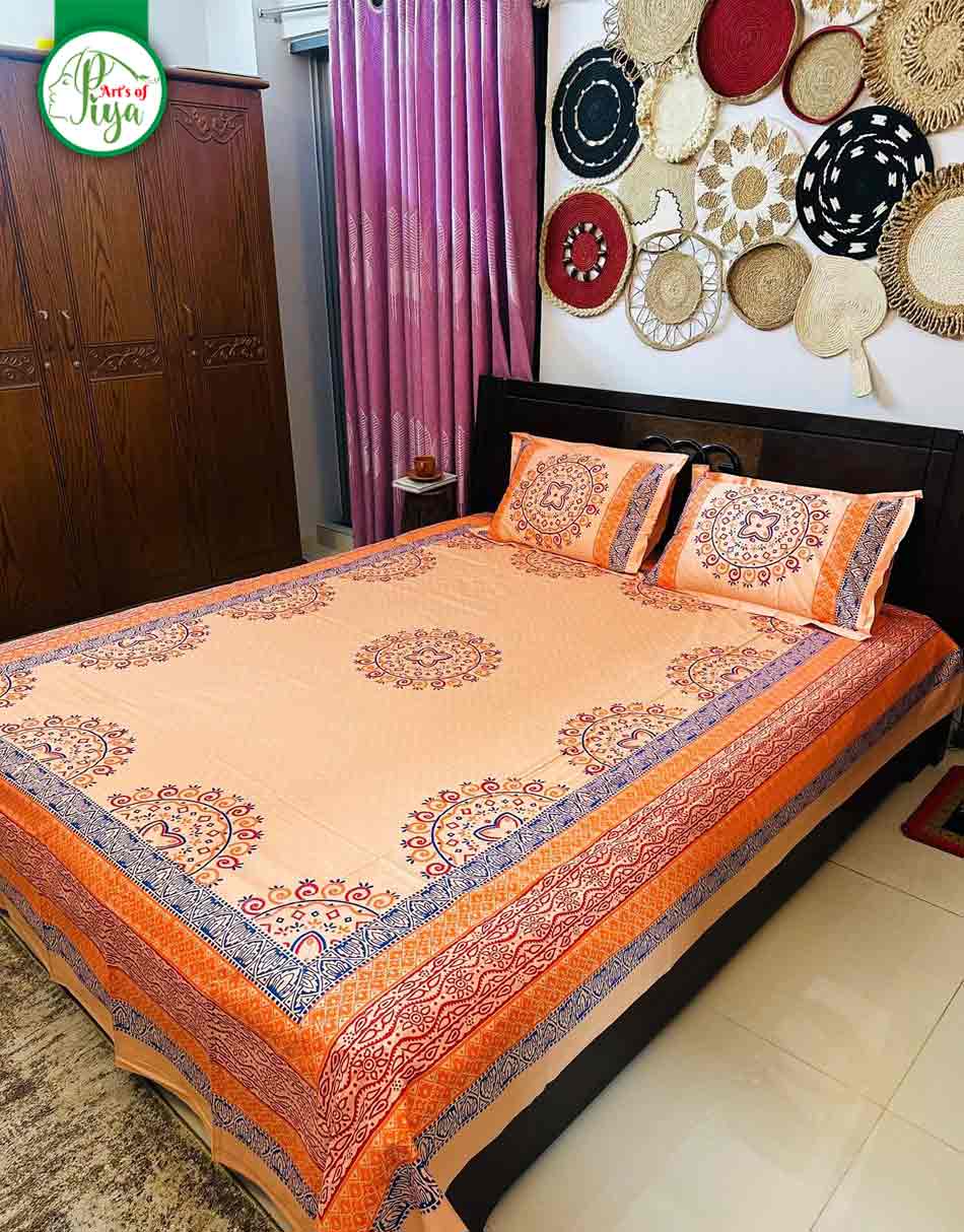 Premium Twill Cotton Printed Bedsheet with 2 Pillow Covers