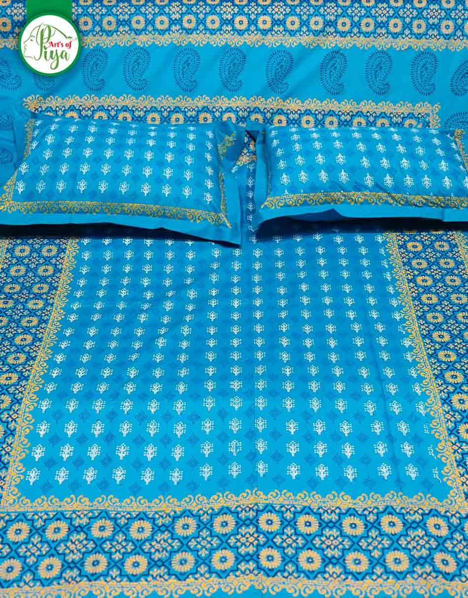 Premium Twill Cotton Printed Bedsheet Set with 2 Pillow Covers