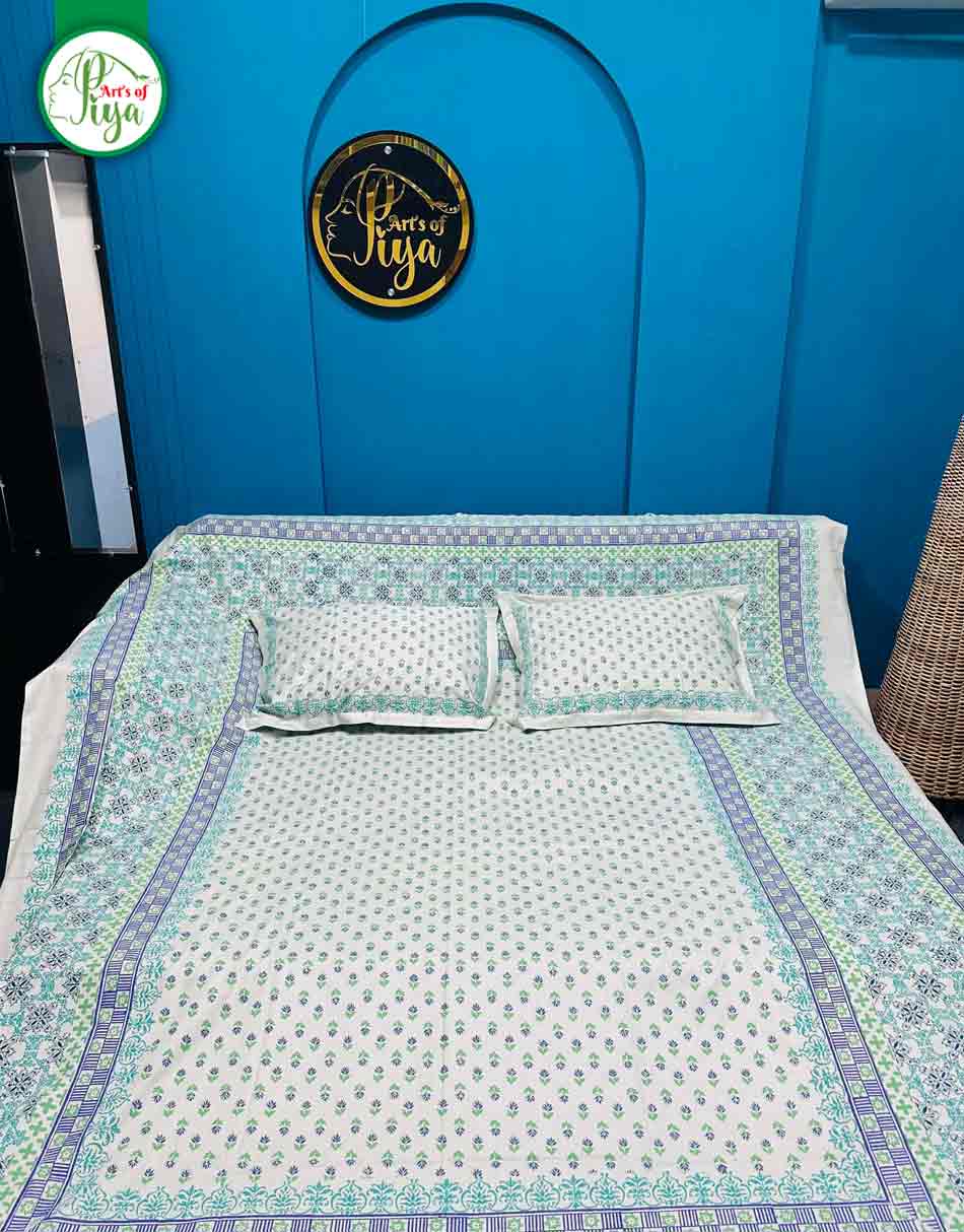Premium Twill Cotton Printed Bedsheet Set with 2 Pillow Covers