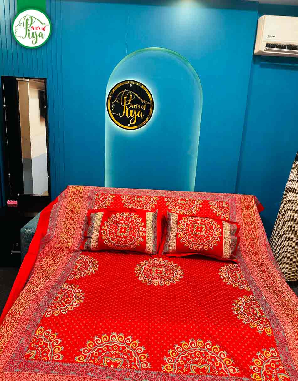 Premium Twill Cotton Printed Bedsheet Set with 2 Pillow Covers