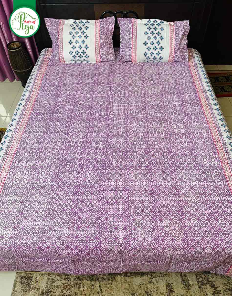 Premium Twill Cotton Printed Bedsheet with 2 Pillow Covers