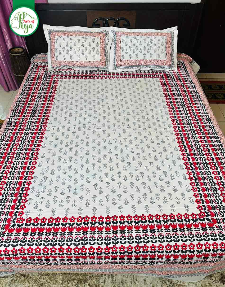 Premium Twill Cotton Printed Bedsheet with 2 Pillow Covers