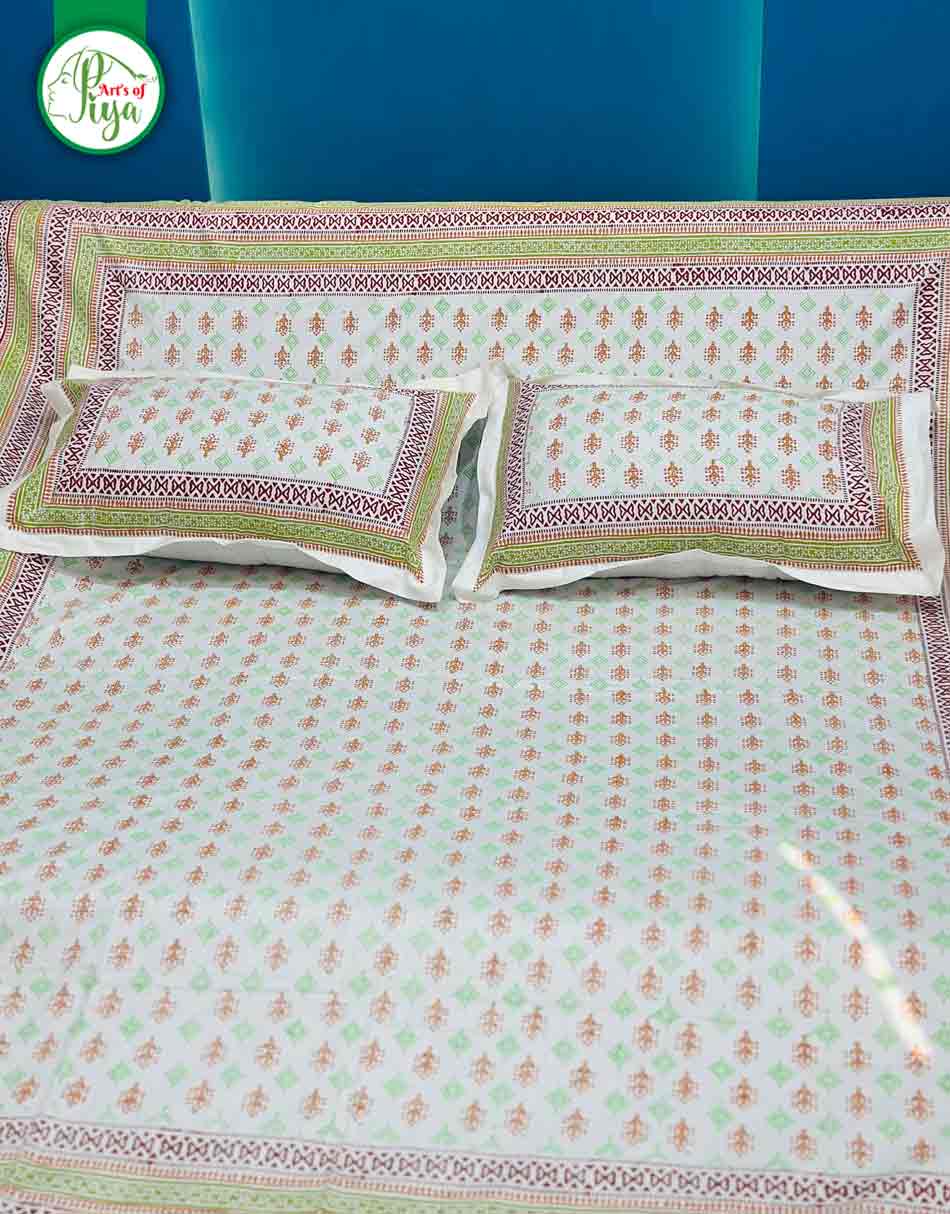 Premium Twill Cotton Printed Bedsheet Set with 2 Pillow Covers