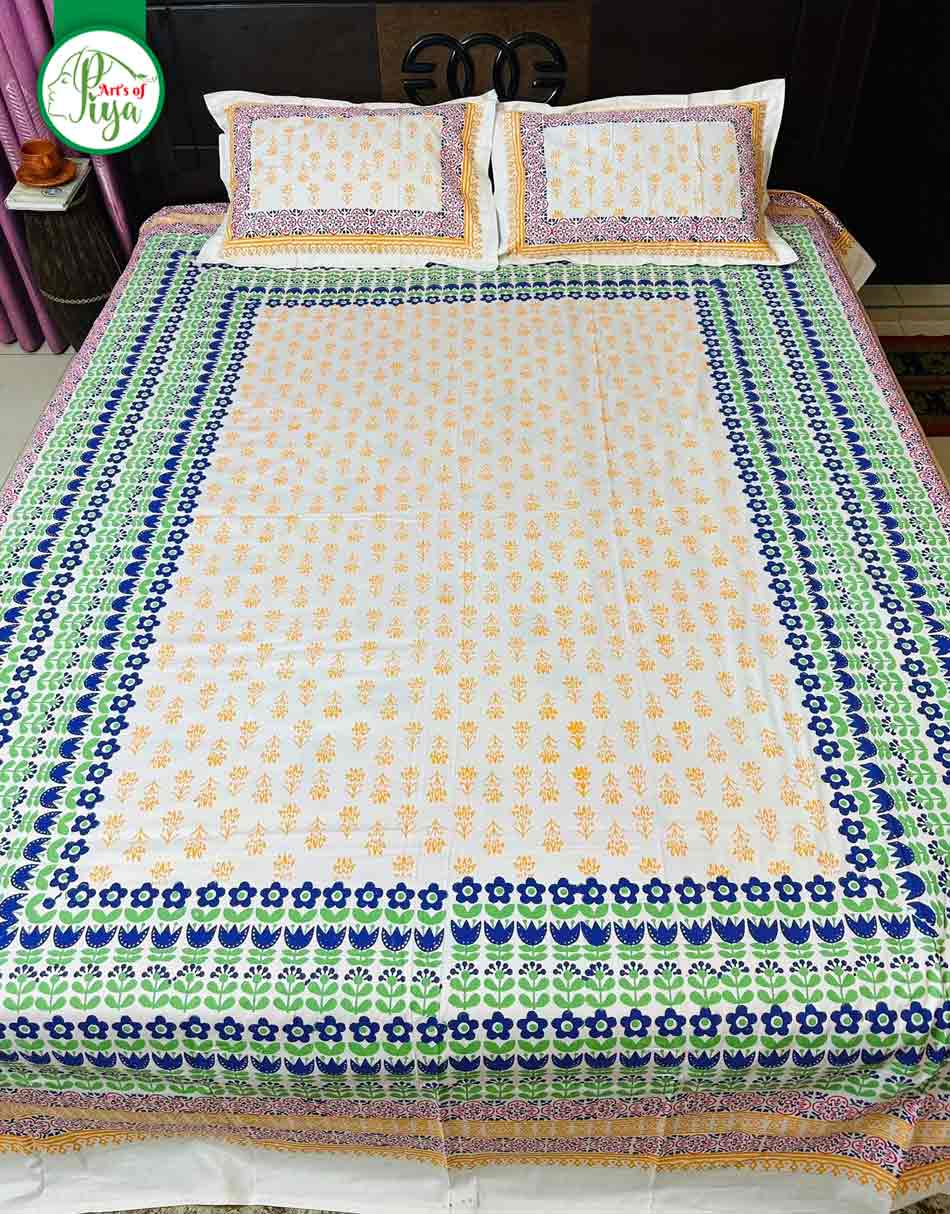 Premium Twill Cotton Printed Bedsheet with 2 Pillow Covers