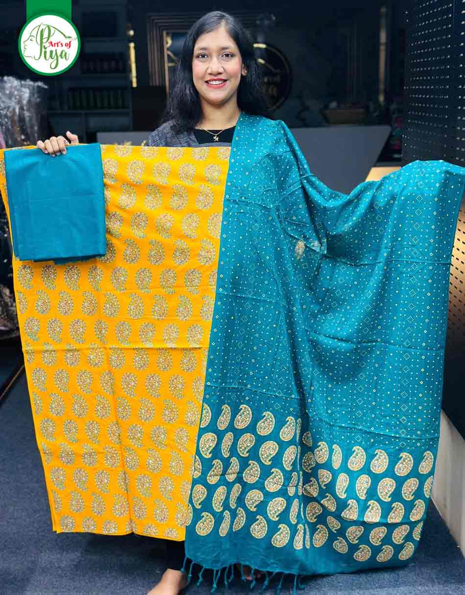 Screen Print - Unstitched Three Piece