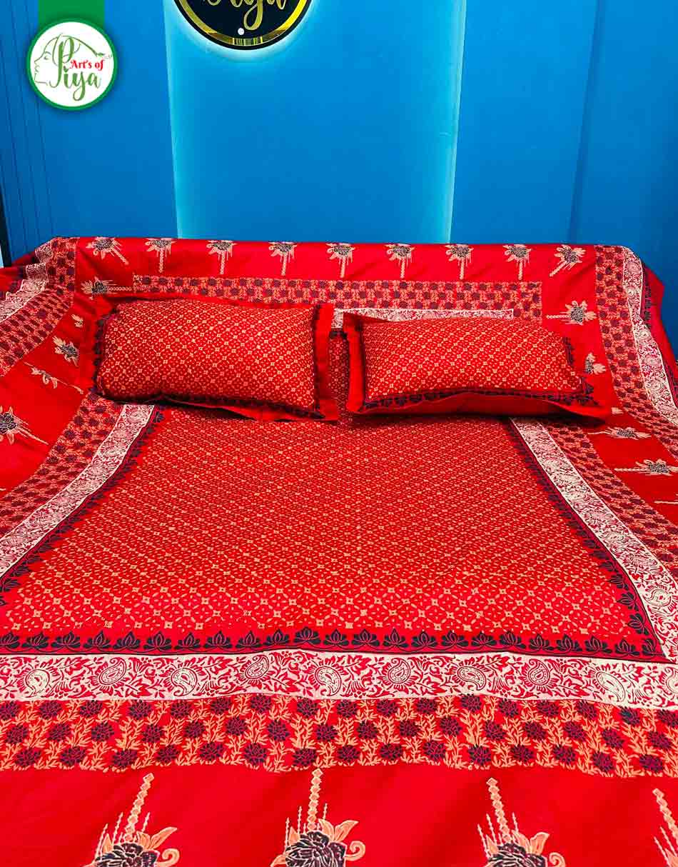 Premium Twill Cotton Printed Bedsheet Set with 2 Pillow Covers