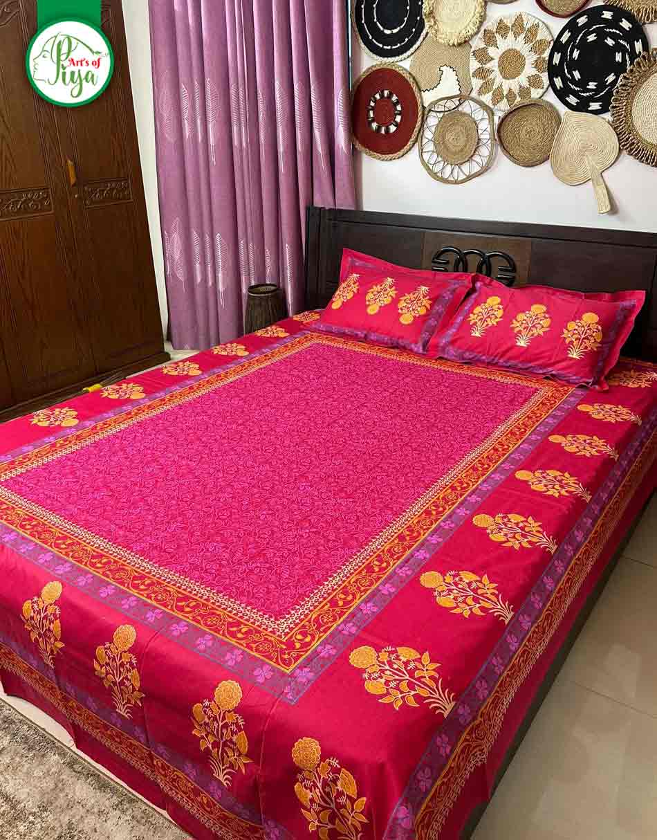 Premium Twill Cotton Printed Bedsheet with 2 Pillow Covers