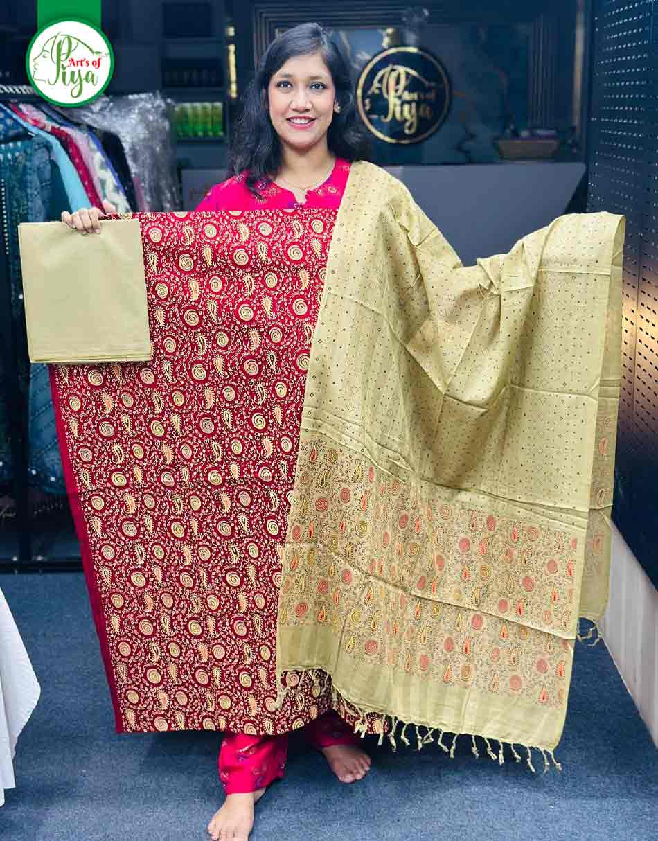 Screen Print - Unstitched Three Piece