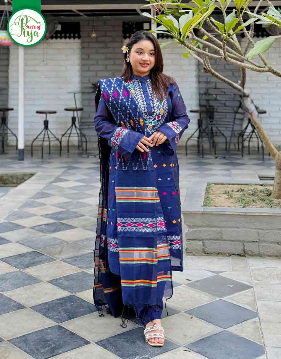 Jamdani Exclusive Unstitched (Blue)