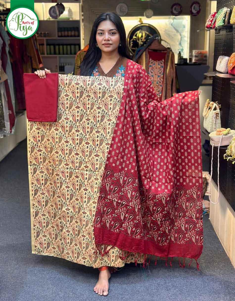 Screen Print - Unstitched Three Piece