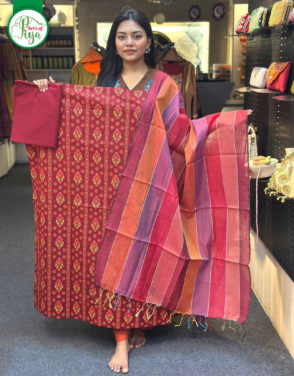 Screen Print - Unstitched Three Piece