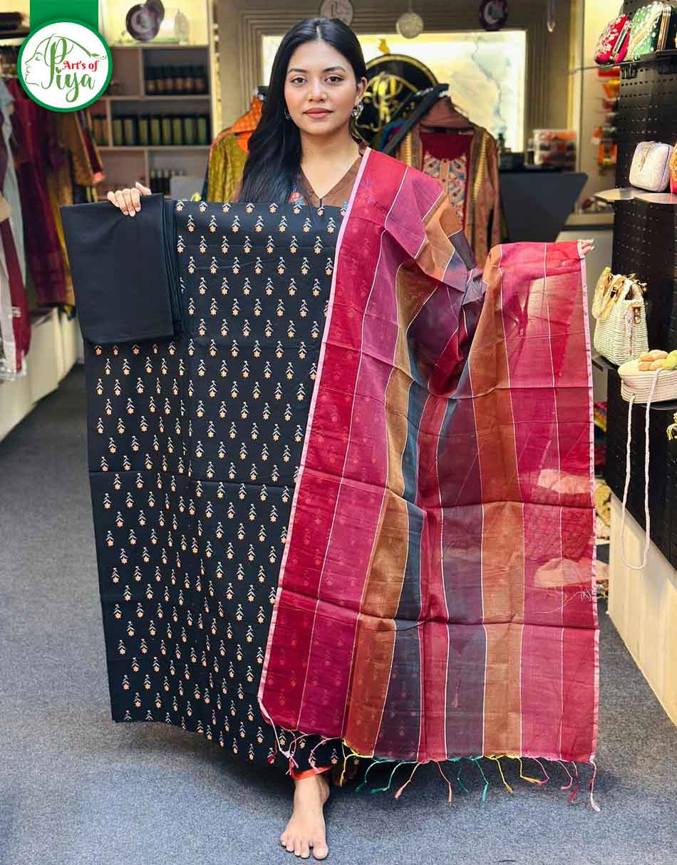 Screen Print - Unstitched Three Piece